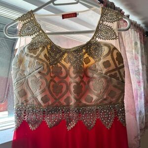 Long red dress perfect for prom or wedding